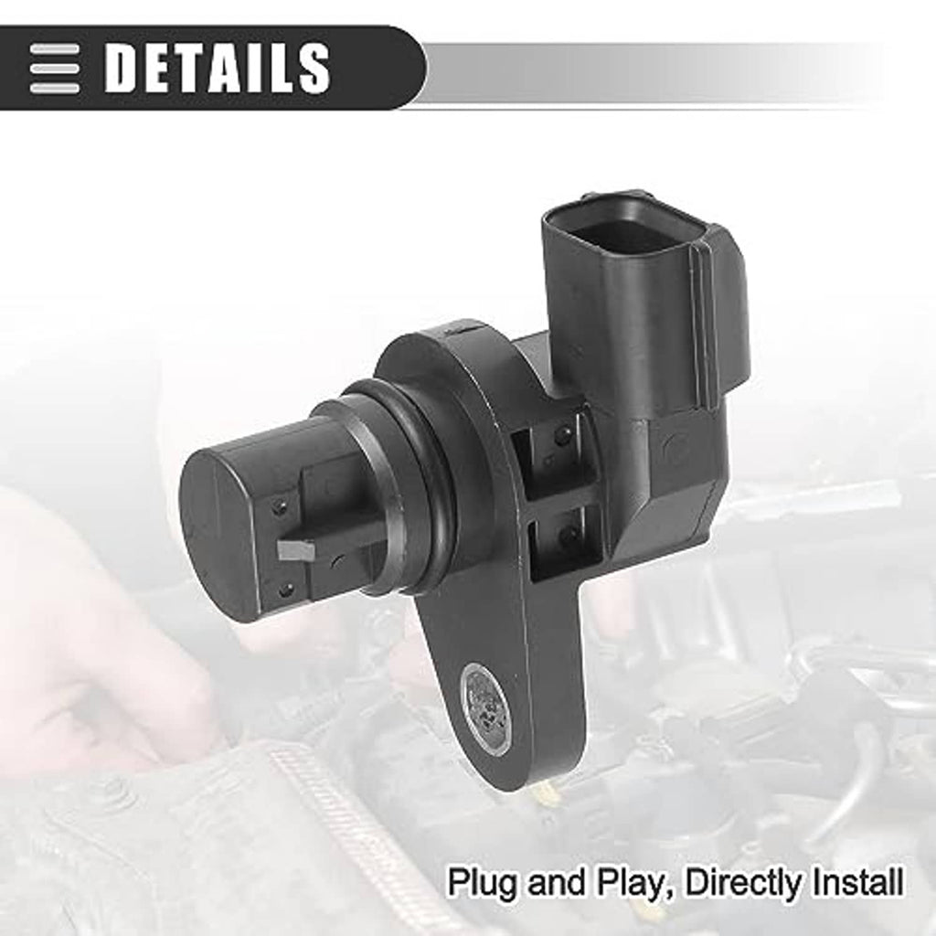 Camshaft position sensor angled view with mounting pin and black connector plug