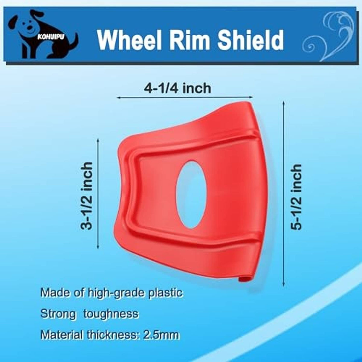 Red plastic rim shield covers with oval cutouts, molded for wheel tire work.