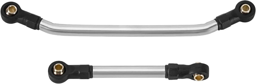Stainless steel steering link with black end joints and gold-colored fittings