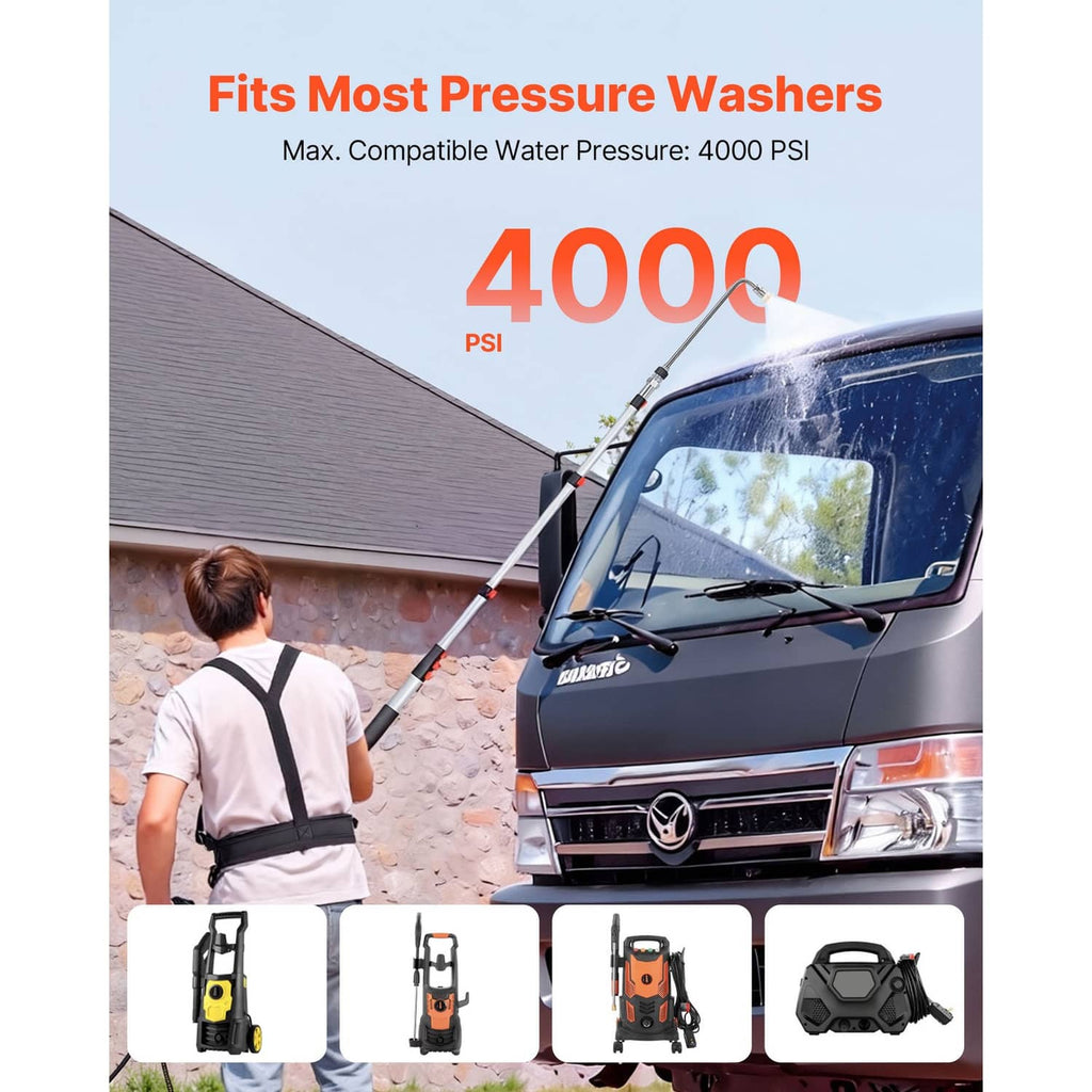 Pressure washer wand kit with 4000 PSI adapter and multiple connection parts