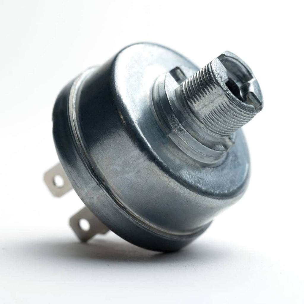 Silver ignition switch cylinder with threaded post and mounting tabs