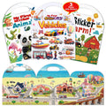 3-pack reusable toddler sticker books with Vehicles covers and large sticker scenes