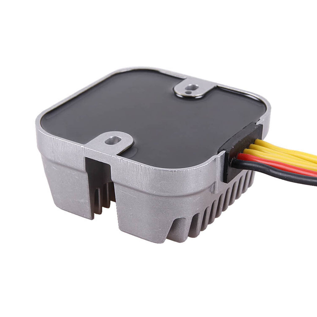 Voltage regulator rectifier with black top cover and ribbed aluminum heat sink