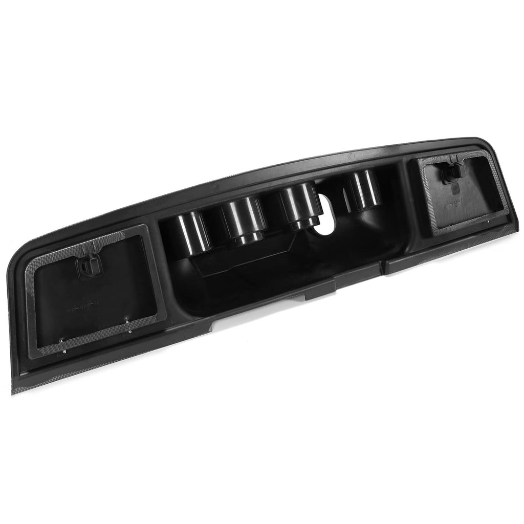 Dashboard cover inner side with cup-holder posts and rectangular mounting cutouts
