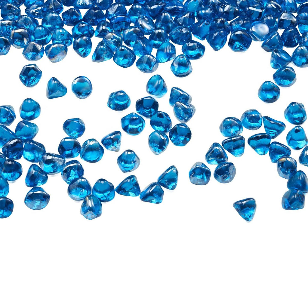 1-inch Caribbean blue fire pit glass rocks, scattered loose stones for fireplace