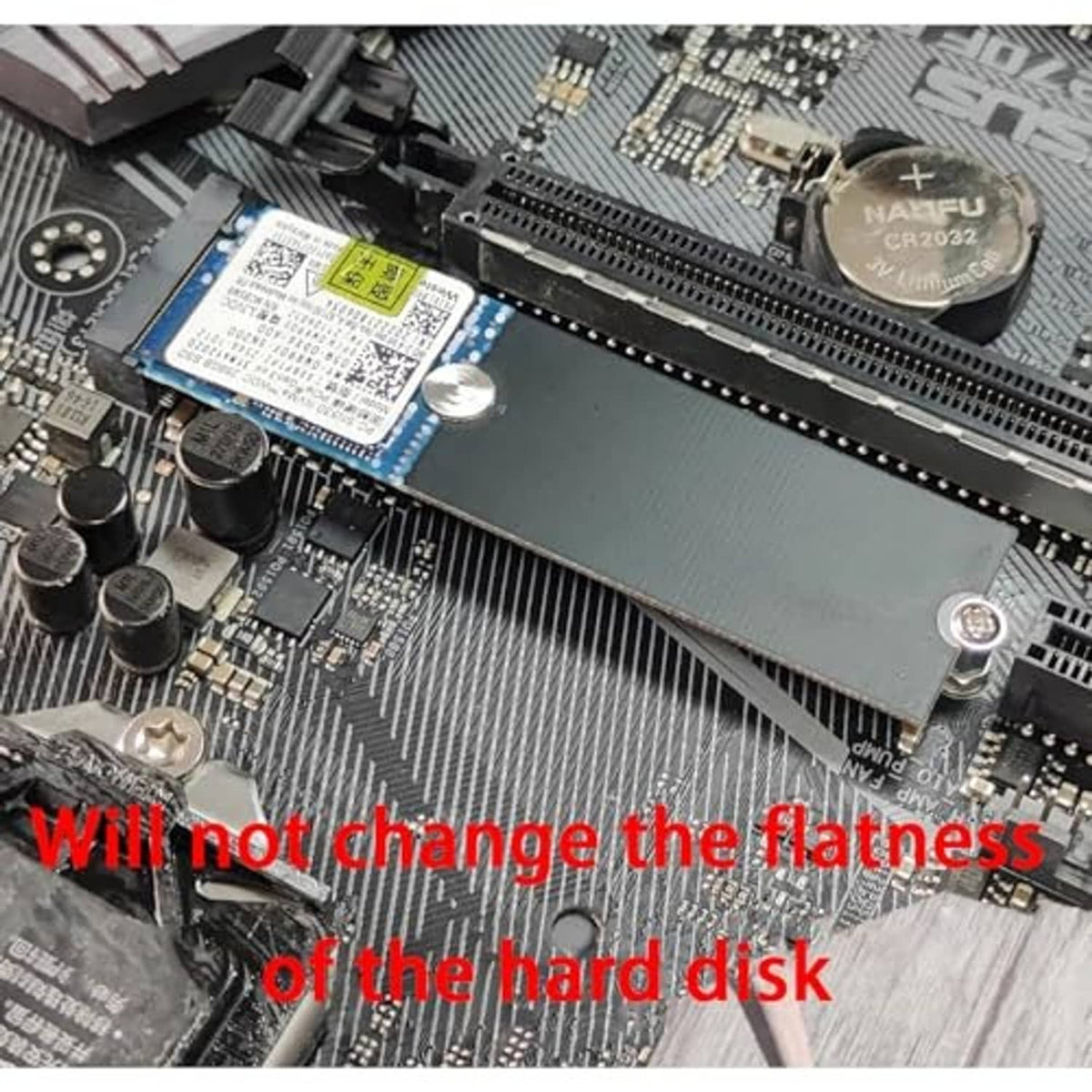 NVMe adapter extender installed on motherboard with connected M.2 SSD