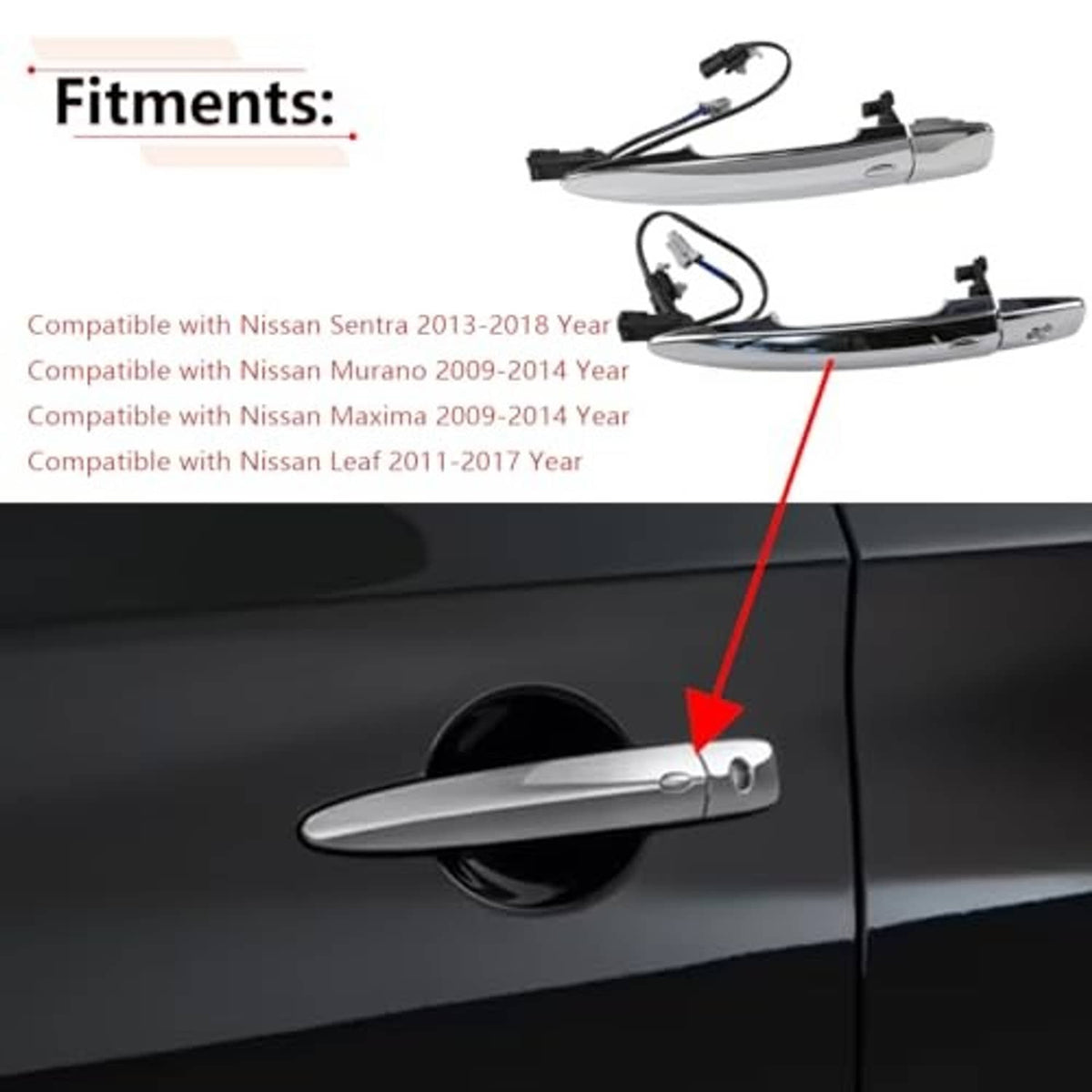 Chrome exterior door handle installed on a car door