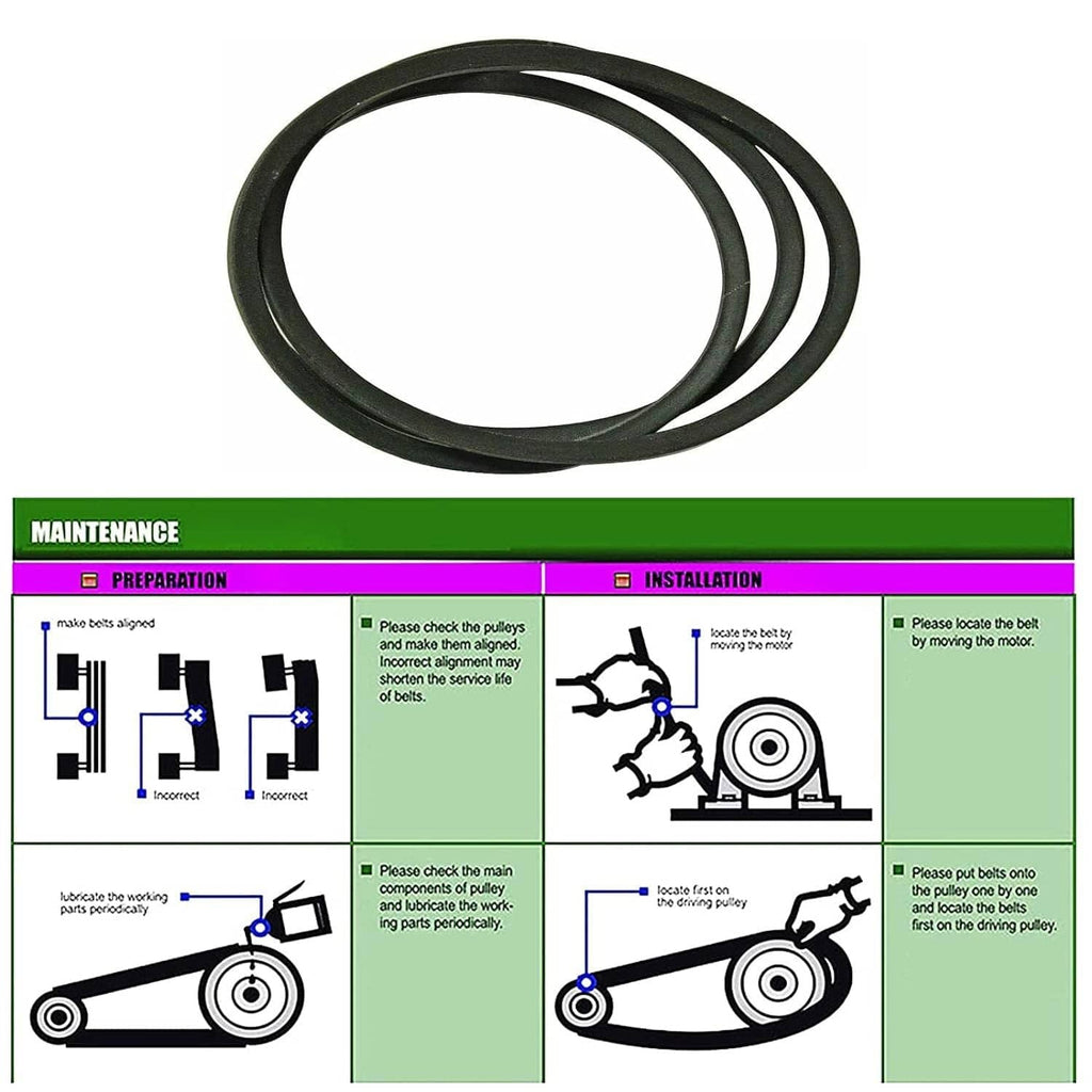 Lawn mower belt bundle with installation diagram layout