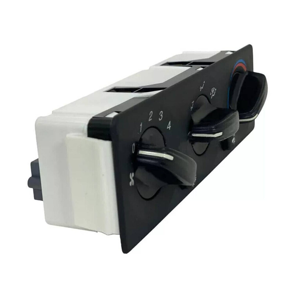 A/C climate control module panel rear view with electrical connector and mounting tabs