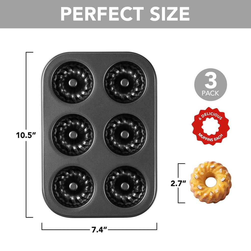6-cavity mini fluted tube cake pan, top view of round mold wells