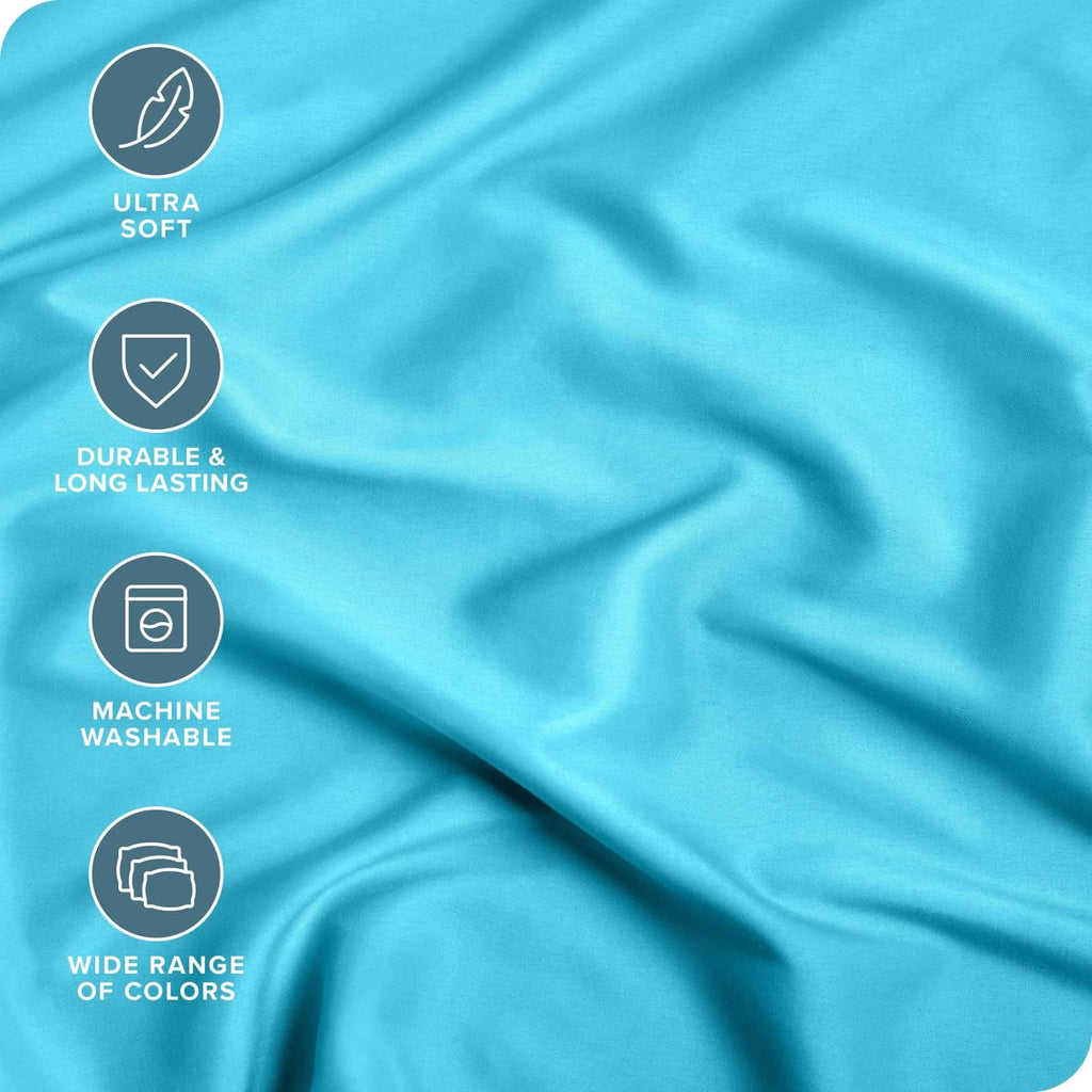Aqua microfiber fitted sheet fabric close-up with smooth woven texture
