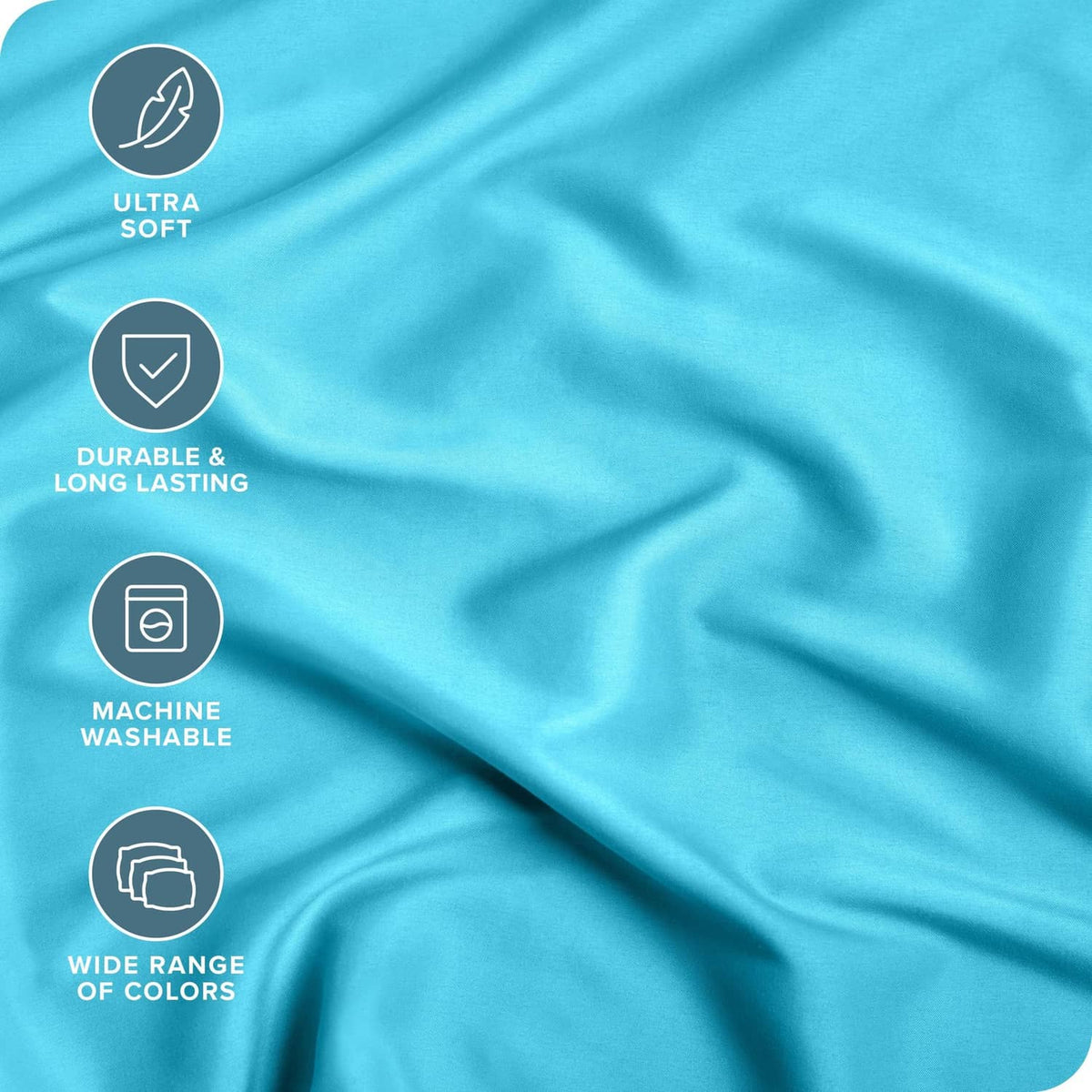 Aqua microfiber fitted sheet fabric close-up with smooth woven texture