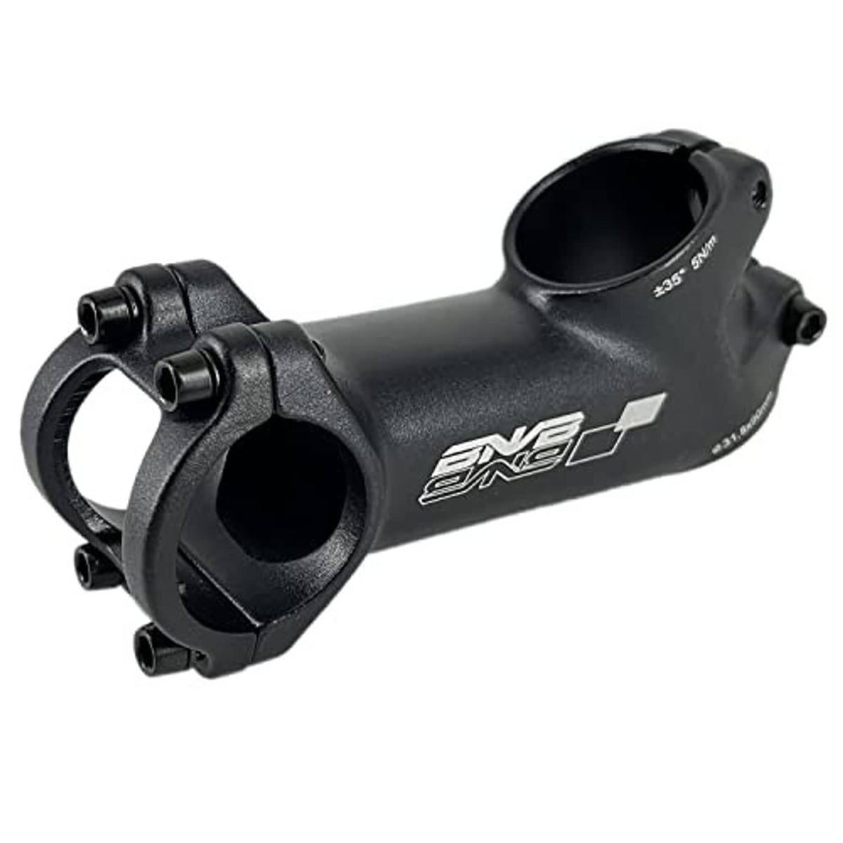 Black bike handlebar riser stem with logo, 31.8mm handlebar clamp