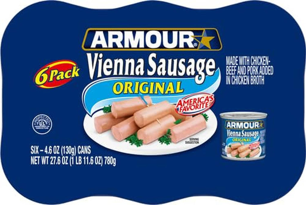 Vienna sausage 6-pack, original flavor, blue package with sausage image
