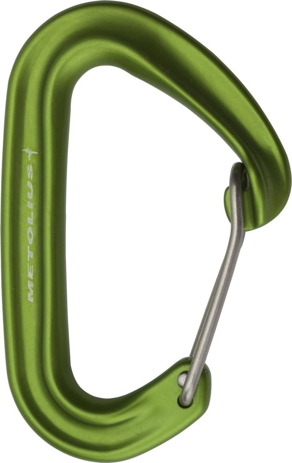 Metolius green aluminum wire-gate carabiner with closed gate, compact size
