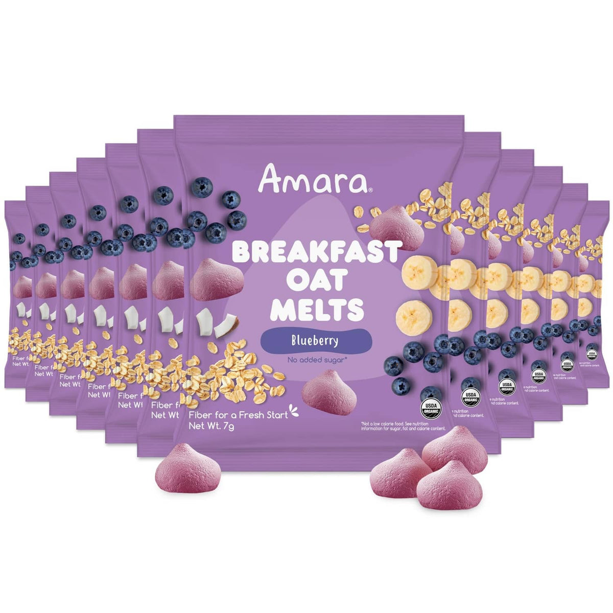 Purple blueberry oat melt snack pouches, single-serve toddler breakfast