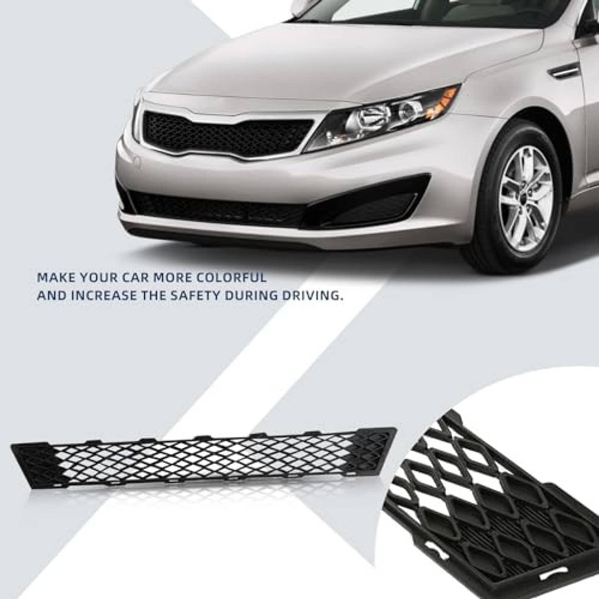 Front bumper lower grille insert, black lattice mesh, shown near vehicle front