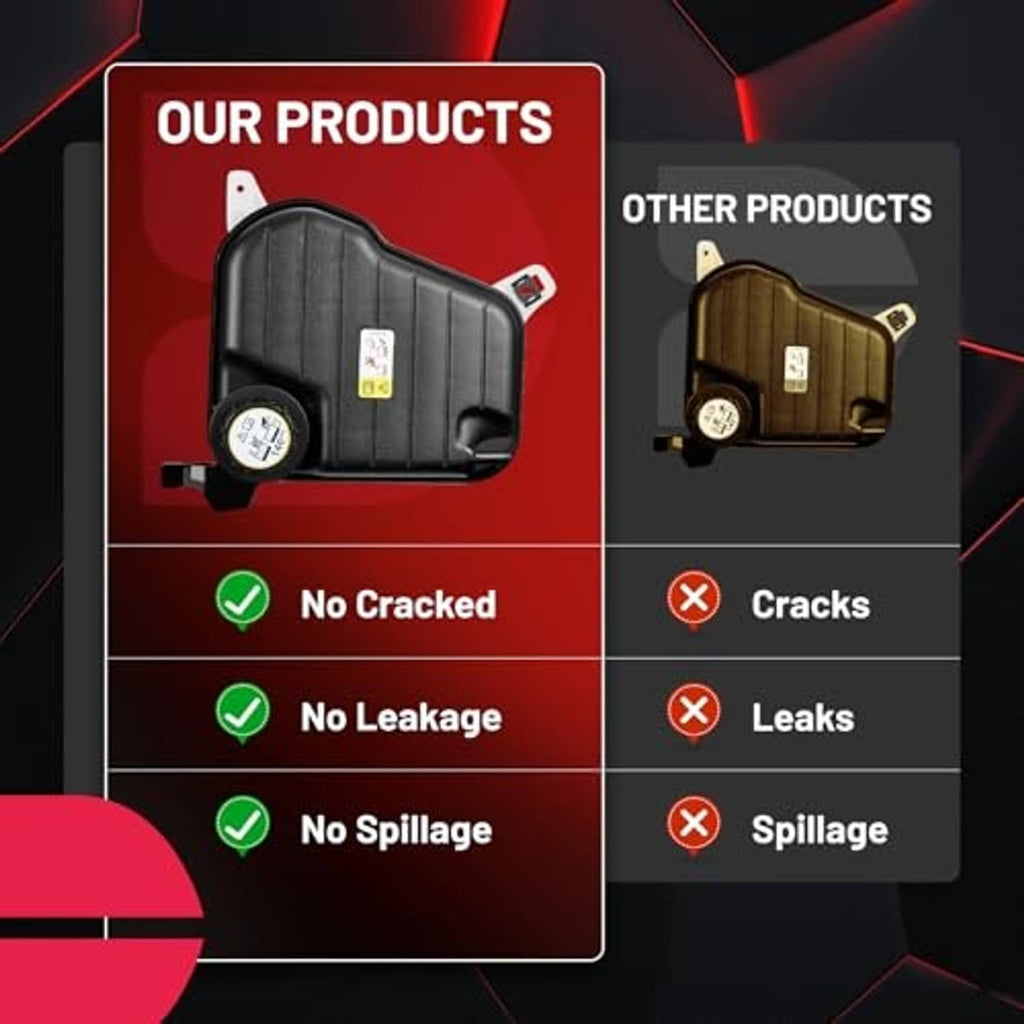 Coolant reservoir quality graphic: no cracked, no leakage, no spillage