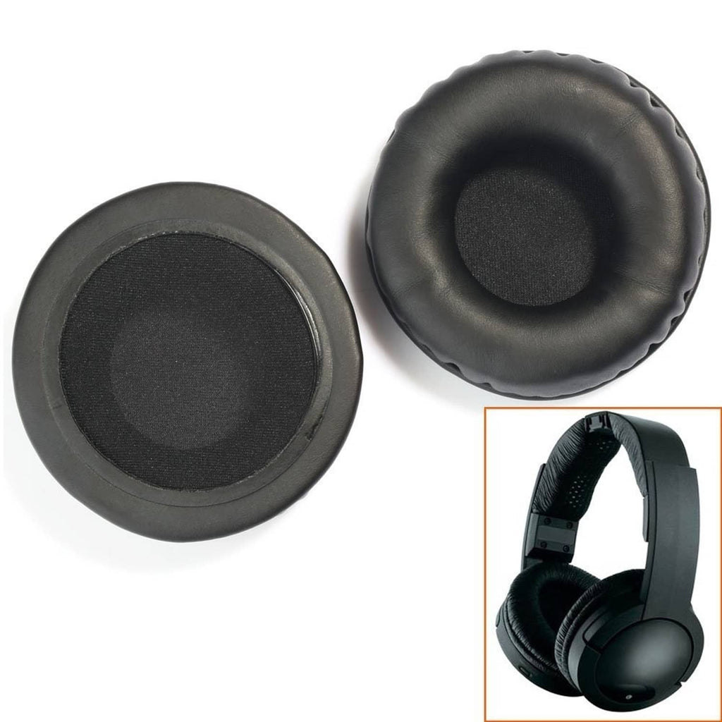 Black ear pad cushion covers set, two round pads with foam inserts