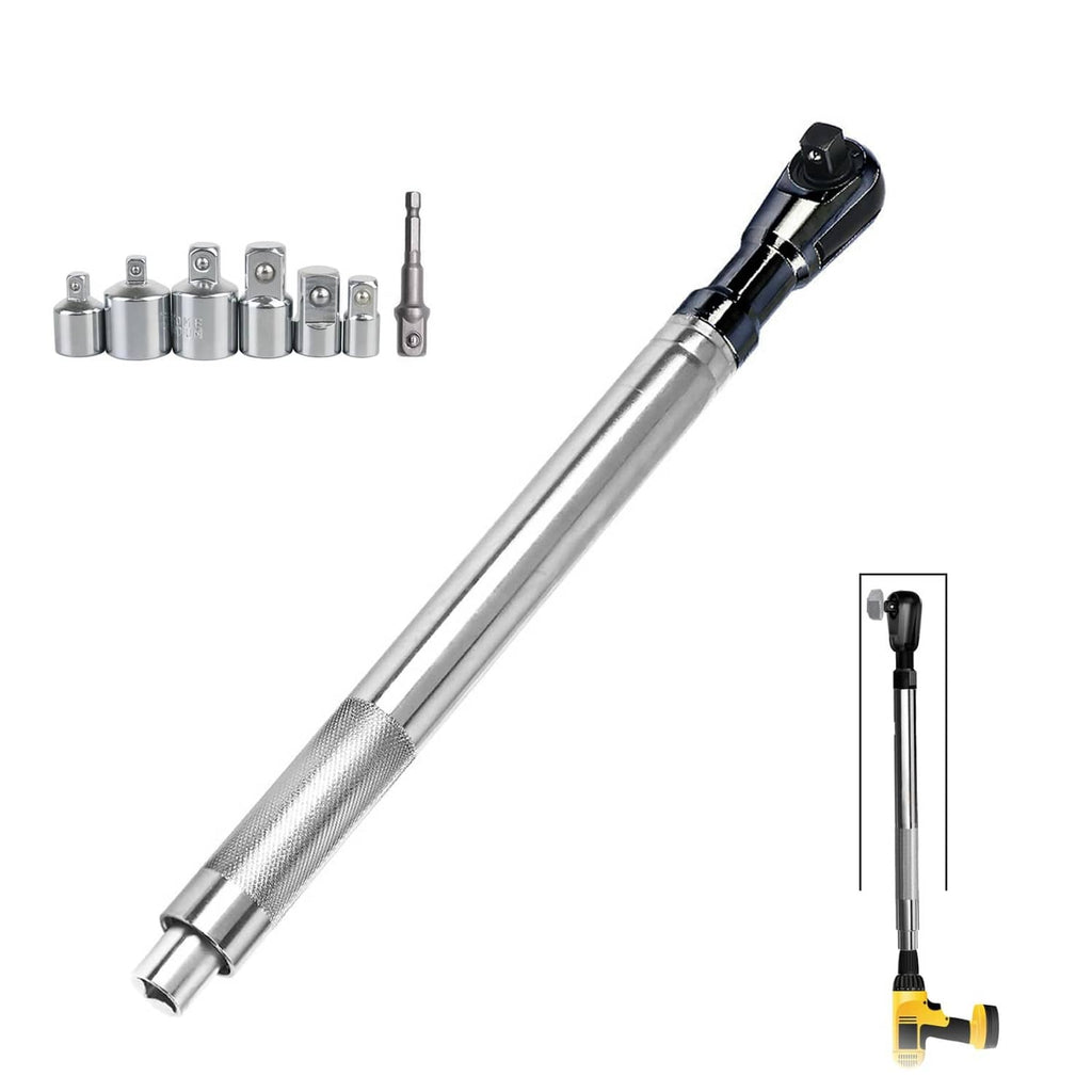 Silver offset impact extension wrench with knurled grip and offset socket end