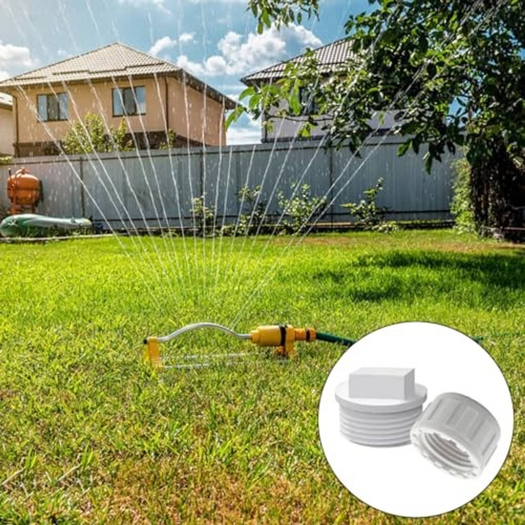 White PVC 1/2 in threaded pipe end caps for sealing outdoor hose fittings