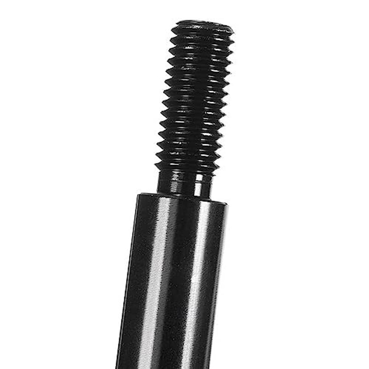 Close-up of black shift knob extender external threads and top end