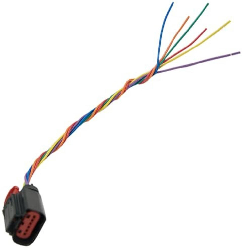 Electronic throttle body connector plug with multicolor wires and red inner connector port
