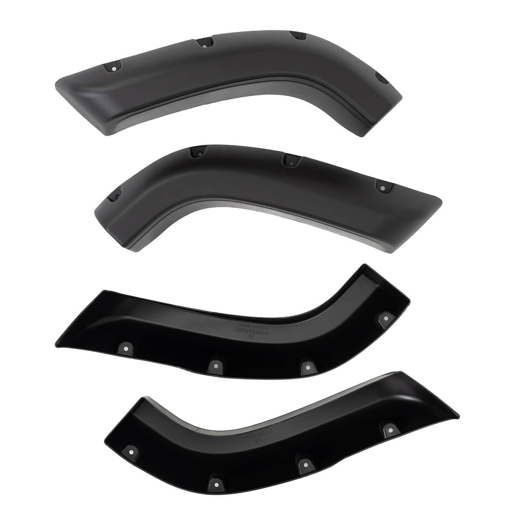 Black front and rear fender flare pieces, curved wheel-arch guards
