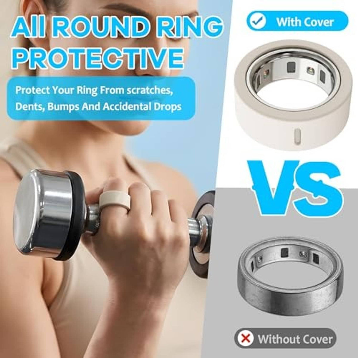 Light beige ring cover case with circular opening, protective fit for everyday wear