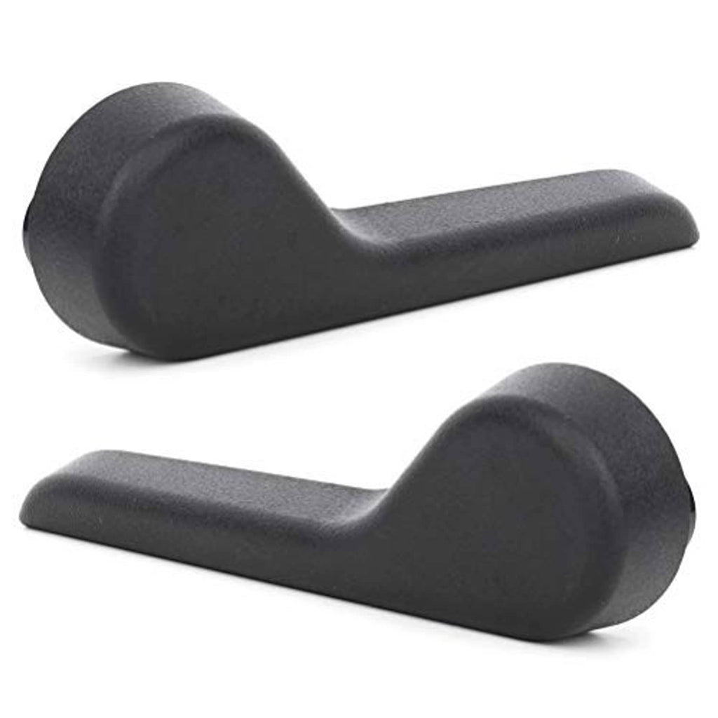 Black seat adjuster lever handle pair, angled grip with curved end