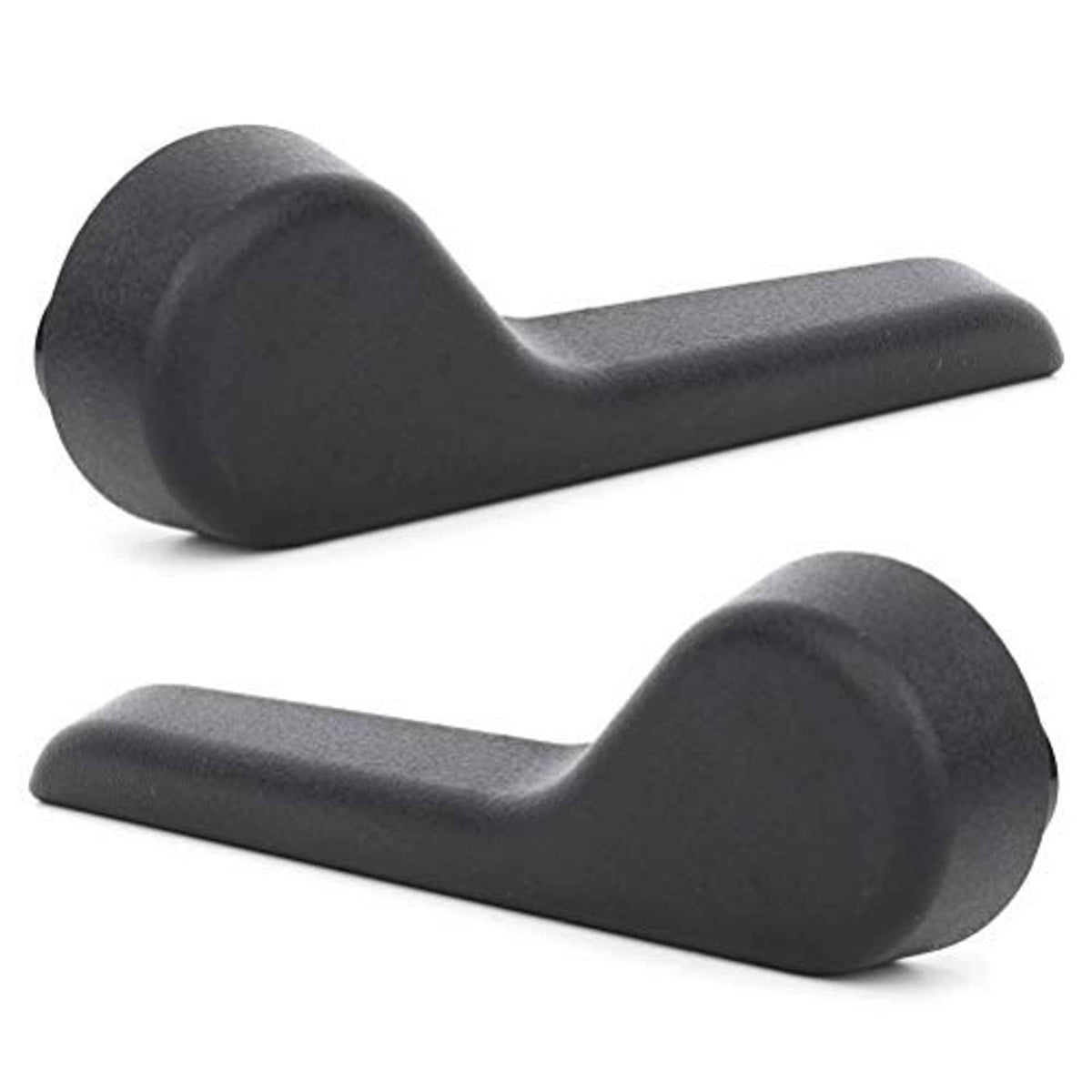 Black seat adjuster lever handle pair, angled grip with curved end