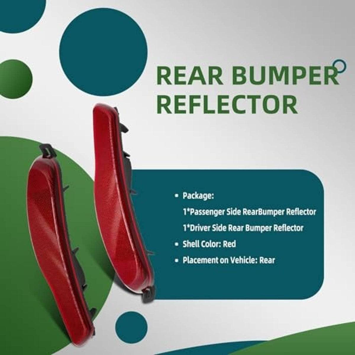 Red rear bumper reflector pair with black bracket on each side