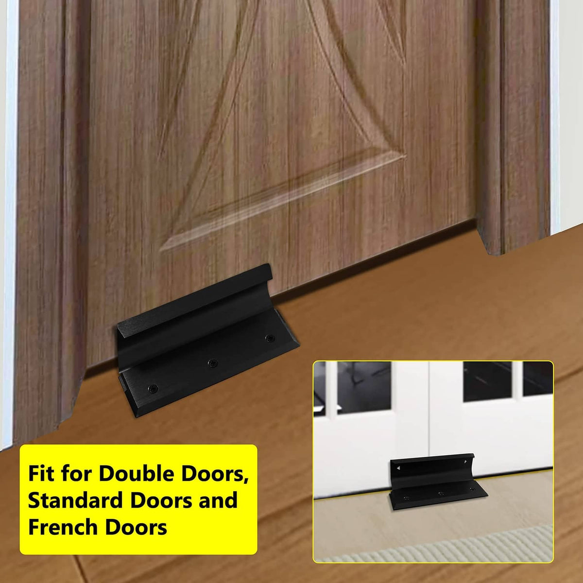Door brace barricade angled for door contact on wooden door surface