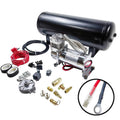 Onboard air compressor with black tank, chrome pump, and wiring/hoses kit