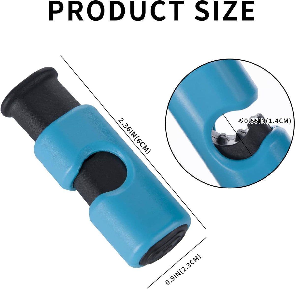 Blue and black squeeze-lock bag clip with circular latch opening