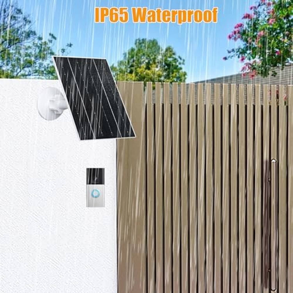 Outdoor wall-mounted solar charging kit with angled solar panel and battery pack
