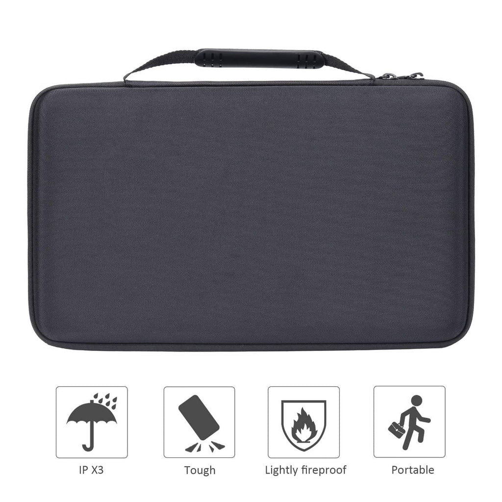 Black hard keyboard case with top handle, protective padded lining
