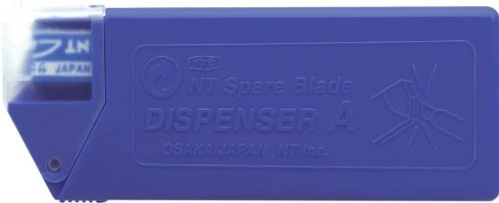 Blue NT spare blade dispenser for snap-off blades, labeled DISPENSER A