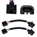 H13 to H4 adapter wiring harness with two black socket connectors and pigtail leads
