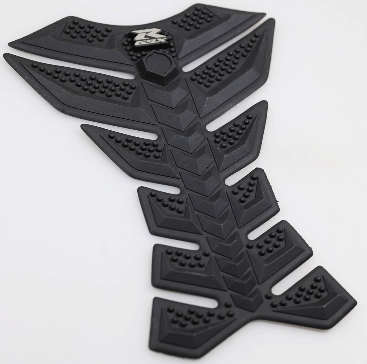 Black 3D tank pad protector with diamond texture grip dots and circular center logo