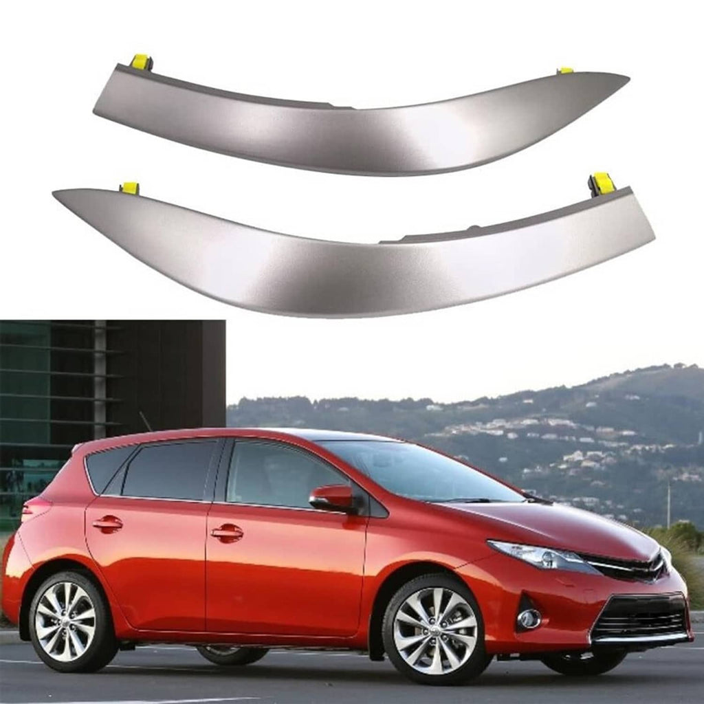 Dashboard trim strips, metallic gray pair with yellow clip fasteners