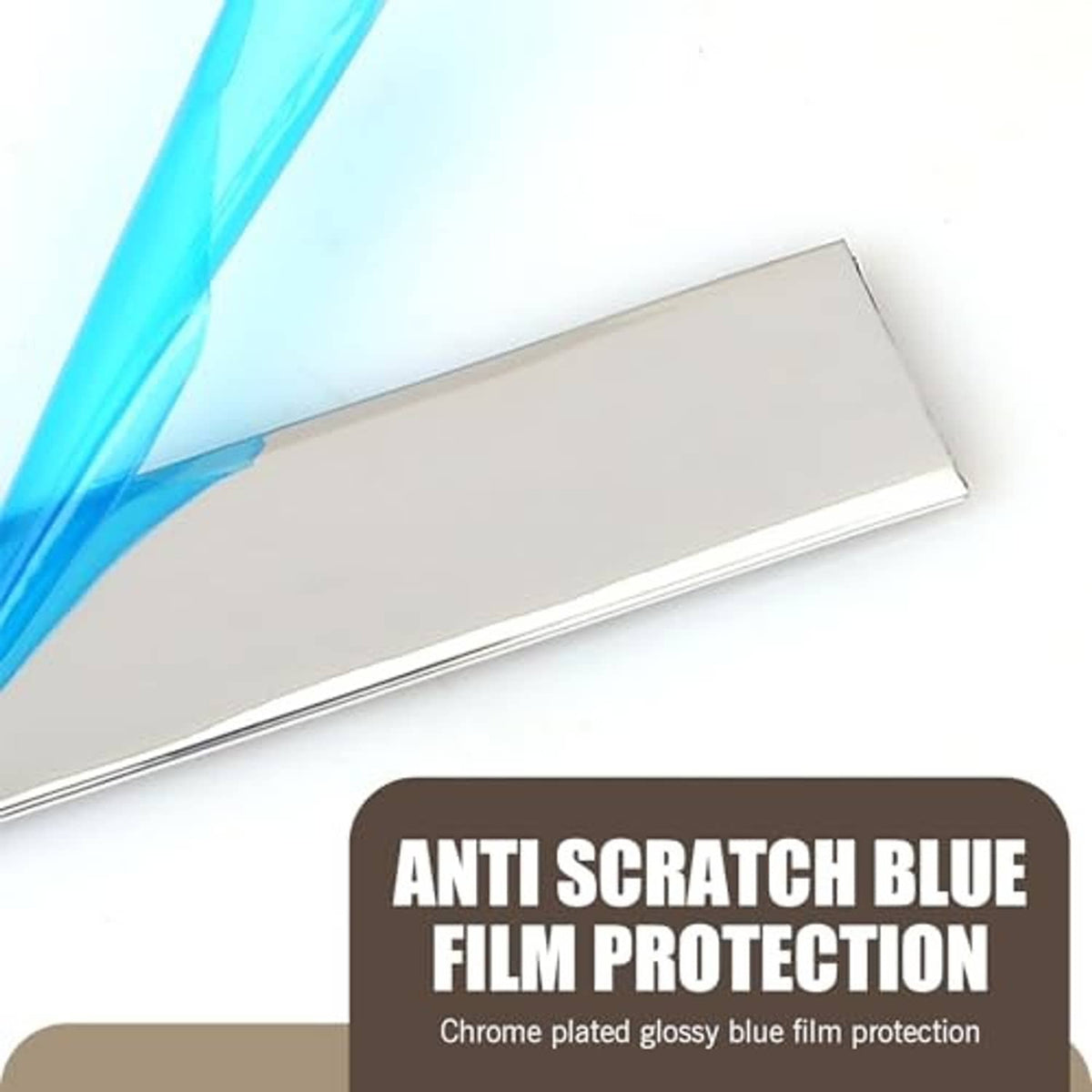 Straight chrome car molding trim with blue protective film