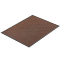 Brown front door mat with hexagon textured pattern and thin border