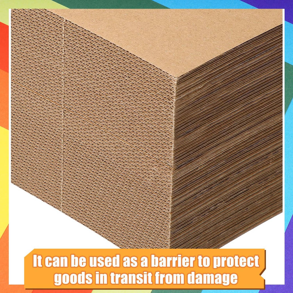 Brown corrugated cardboard sheets, close-up of layered edge and corrugated texture