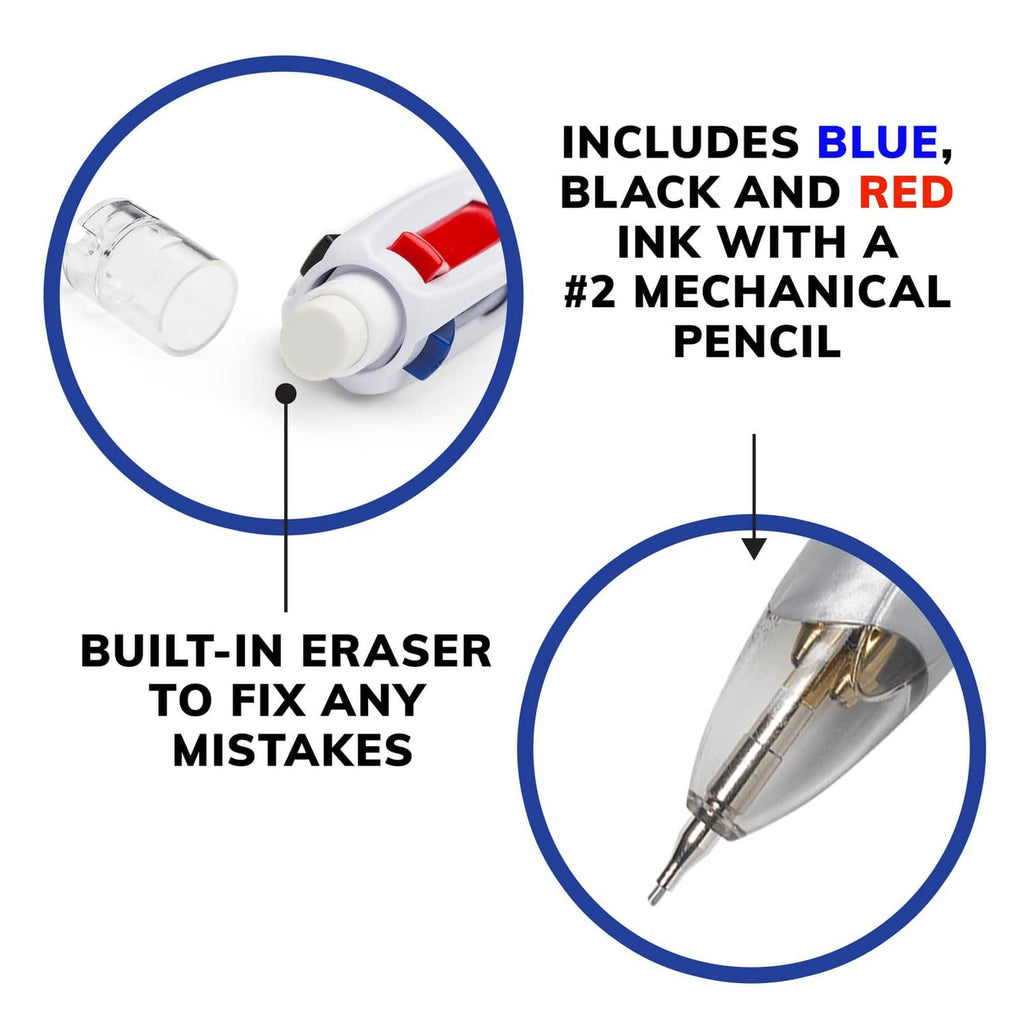Pen and #2 mechanical pencil set with built-in eraser for fixes