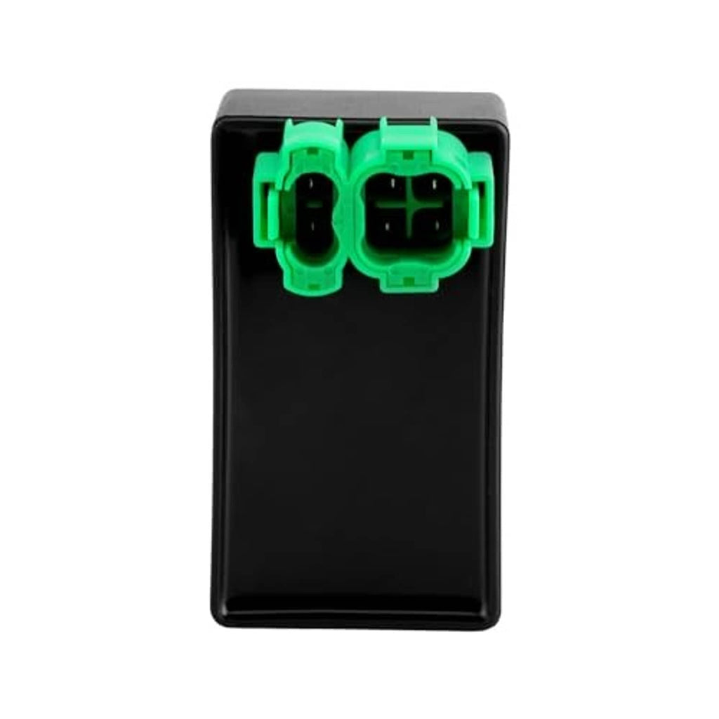 Black CDI cooling fan control box with twin green electrical plug ports