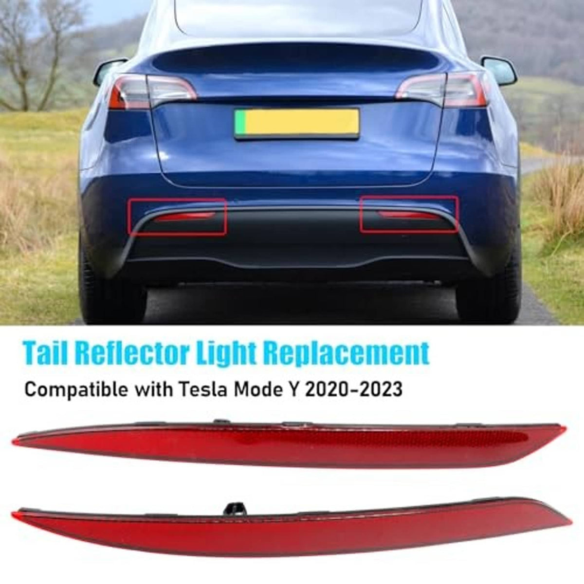 Red rear bumper reflector replacement piece for the rear bumper