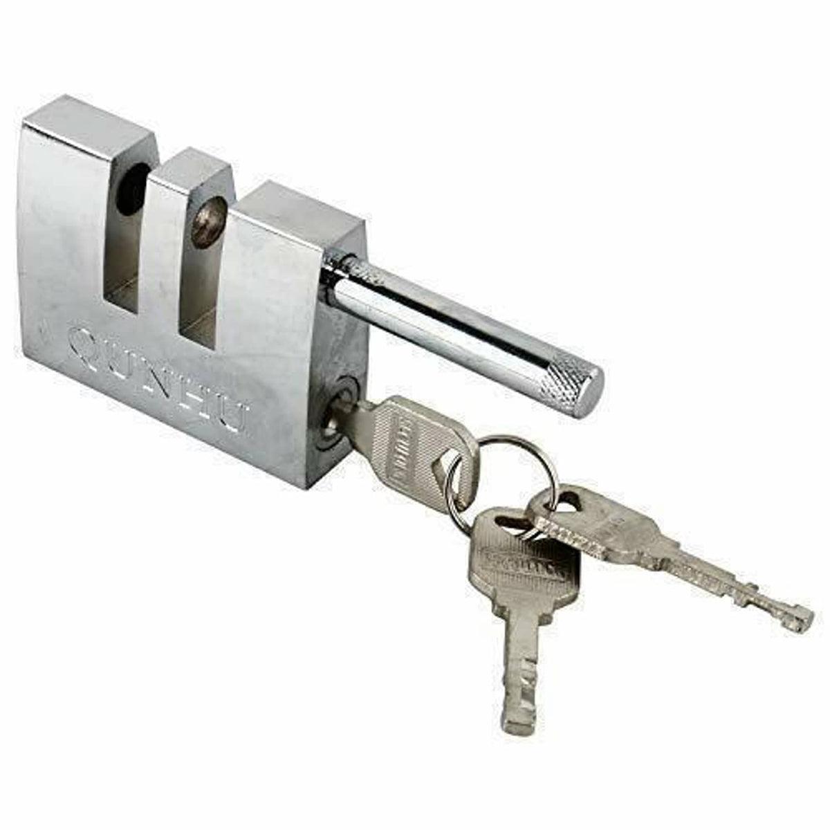 Steel pedal lock tool with lever handle and two keys attached