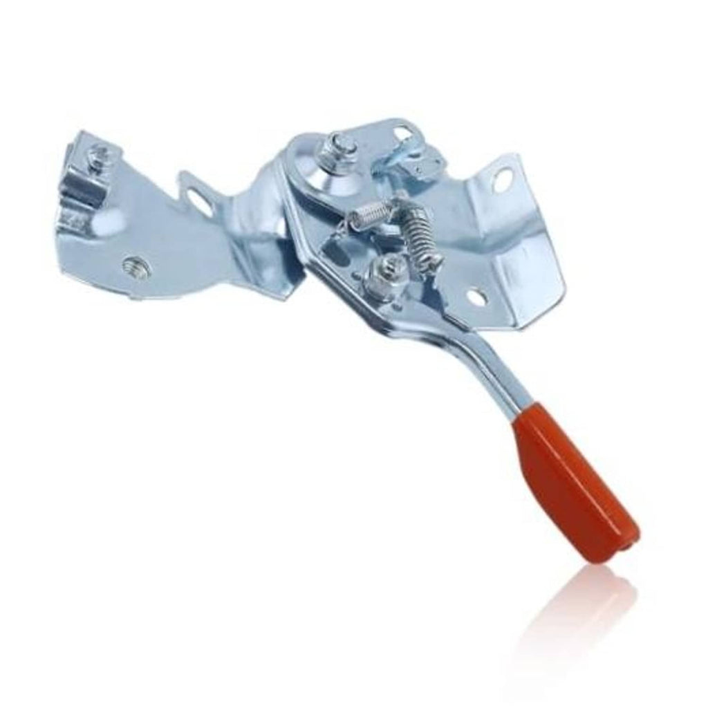 Throttle control lever arm assembly with silver metal bracket and orange grip handle