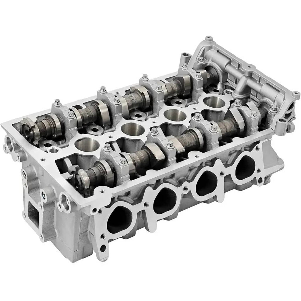 Cylinder head engine block with valve seats and camshaft assemblies, silver aluminum